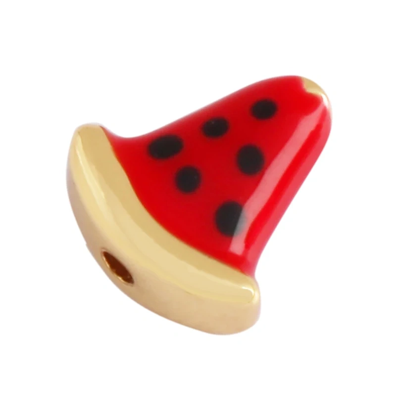 Colourful Enamel Cherry Apple Watermelon Mushroom French Fries Bead,18K Gold Plated DIY Bracelet Necklace Accessories Supply M72