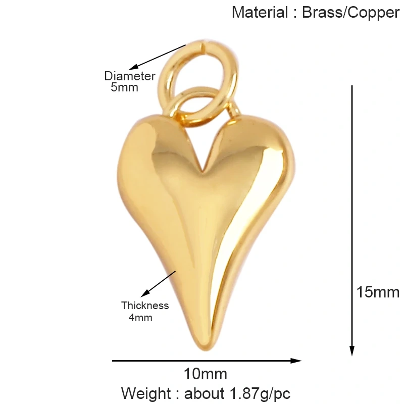 Trendy MOM MAMA Love Heart Charm Pendant,Creative Angel Wings 18K Gold Plated Zircon Jewelry Findings Accessories Supplies K38