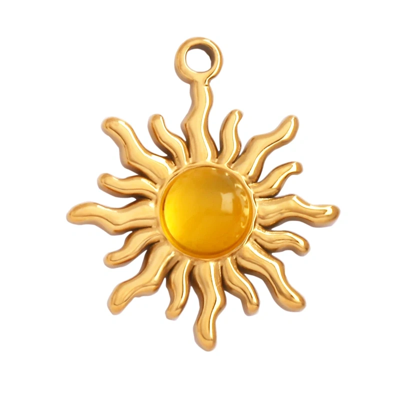 316 Stainless Steel Vaccum Plating Star Sun Gem Stone Geometry Charm Pendant,Bracelet Necklace Components Accessice Supplies L72