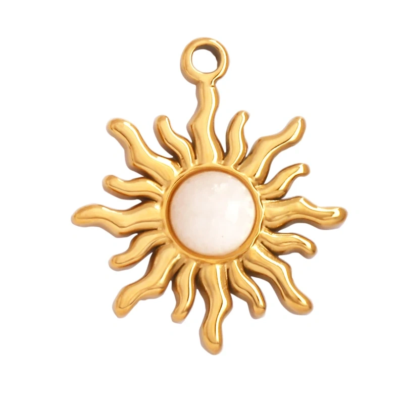 316 Stainless Steel Vaccum Plating Star Sun Gem Stone Geometry Charm Pendant,Bracelet Necklace Components Accessice Supplies L72