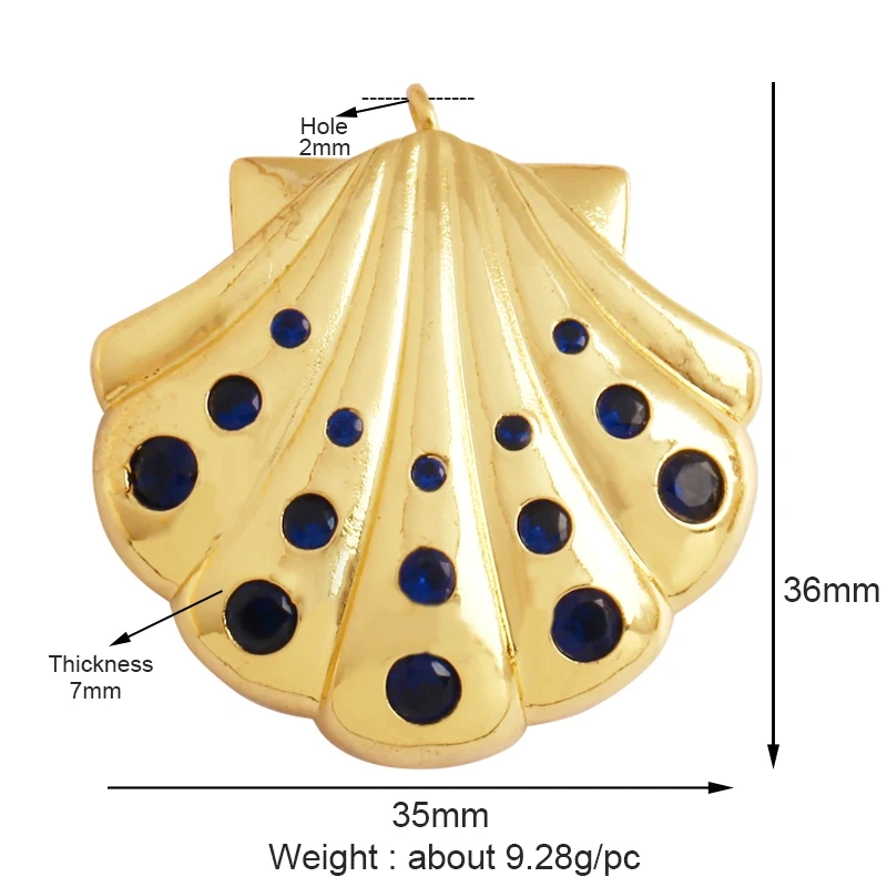 Fish Monta Ray Marine Organism Sea Conch Shell Nautil Coral Branch Charm Pendant,Gold Plated Zircon Jewelry Finding Supplies P02