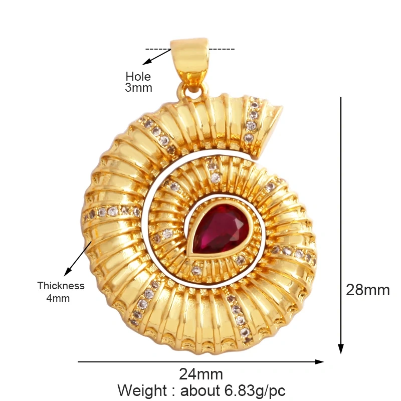 Fish Monta Ray Marine Organism Sea Conch Shell Nautil Coral Branch Charm Pendant,Gold Plated Zircon Jewelry Finding Supplies P02