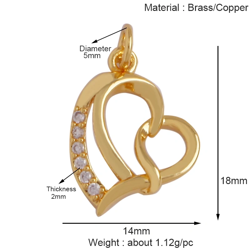 Trendy MOM MAMA Love Heart Charm Pendant,Creative Angel Wings 18K Gold Plated Zircon Jewelry Findings Accessories Supplies K38