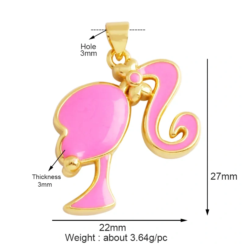Fairy Tale Small Princess Price CZ Zirconia Boy Girl Mermaid Charm Pendant,18K Gold Plated for DIY Handmade Jewelry Supply M72