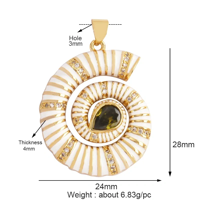 Fish Monta Ray Marine Organism Sea Conch Shell Nautil Coral Branch Charm Pendant,Gold Plated Zircon Jewelry Finding Supplies P02