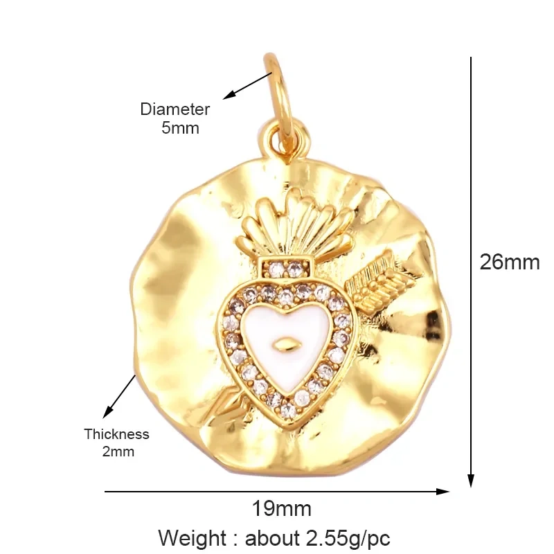 New in Sacred Red Heart Charm Victorian Love Zircon Charm Pendant,Fashion Wing 18K Gold Plated for Jewelry Making Supplies P04