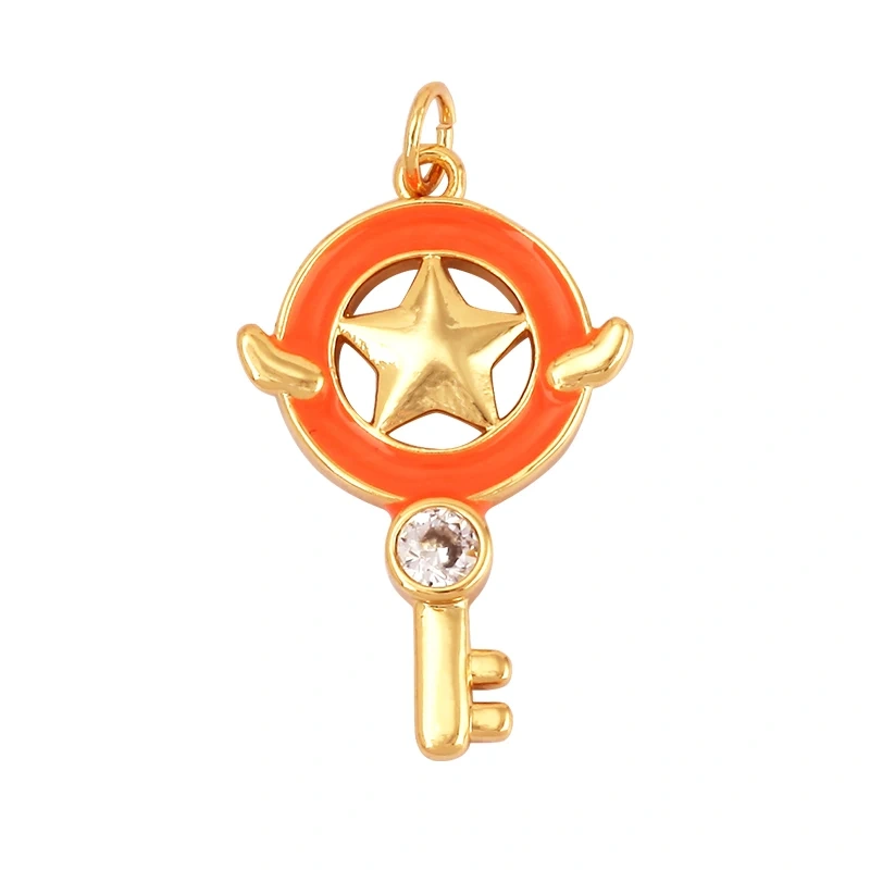 Colourful Oil Dropped Enamel Star Flower Heart Key Charm Pendant,Necklace Bracelet Pendant Jewelry Making Handy Craft Supply M65