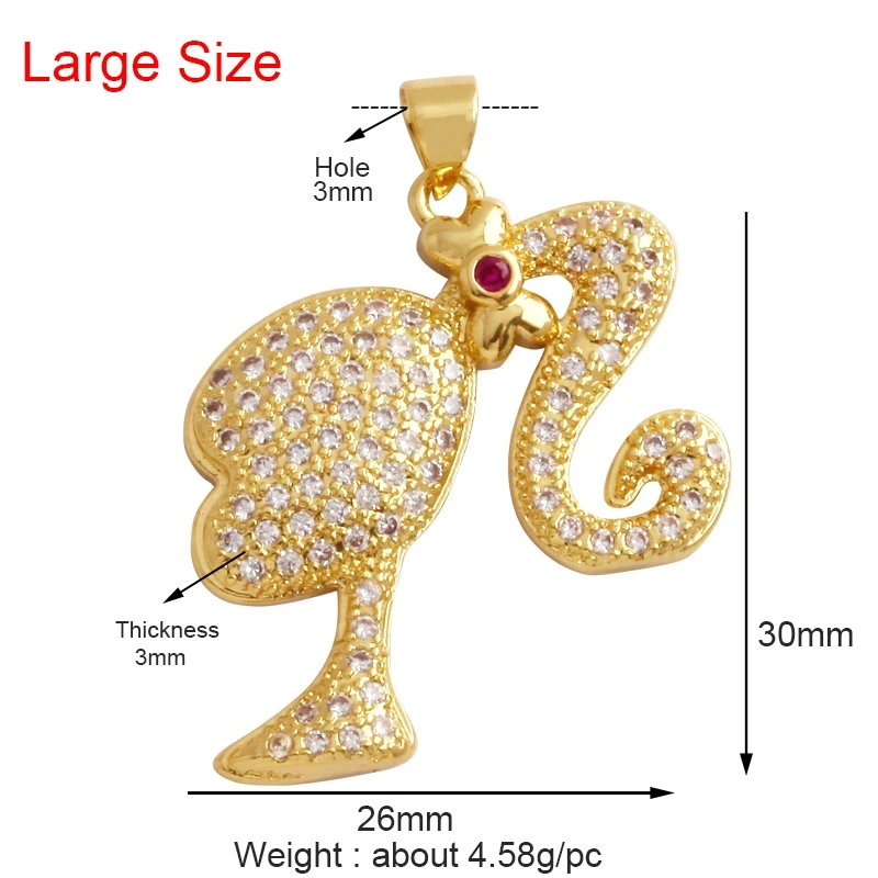 Fairy Tale Small Princess Price CZ Zirconia Boy Girl Mermaid Charm Pendant,18K Gold Plated for DIY Handmade Jewelry Supply M72