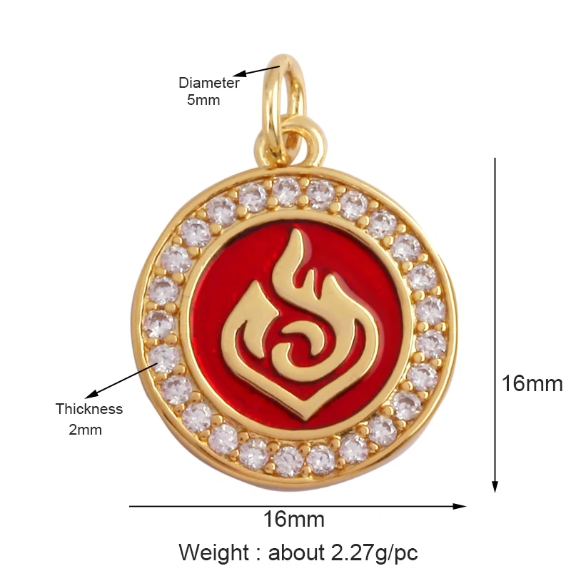 Round Coin Colourful Totem Letter Charm Pendant,18K Real Gold Plated Colour,Necklace Bracelet for Handmade Jewelry Supplies M72