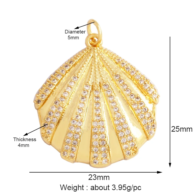Fish Monta Ray Marine Organism Sea Conch Shell Nautil Coral Branch Charm Pendant,Gold Plated Zircon Jewelry Finding Supplies P02