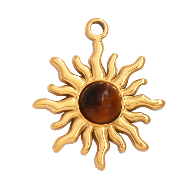 316 Stainless Steel Vaccum Plating Star Sun Gem Stone Geometry Charm Pendant,Bracelet Necklace Components Accessice Supplies L72