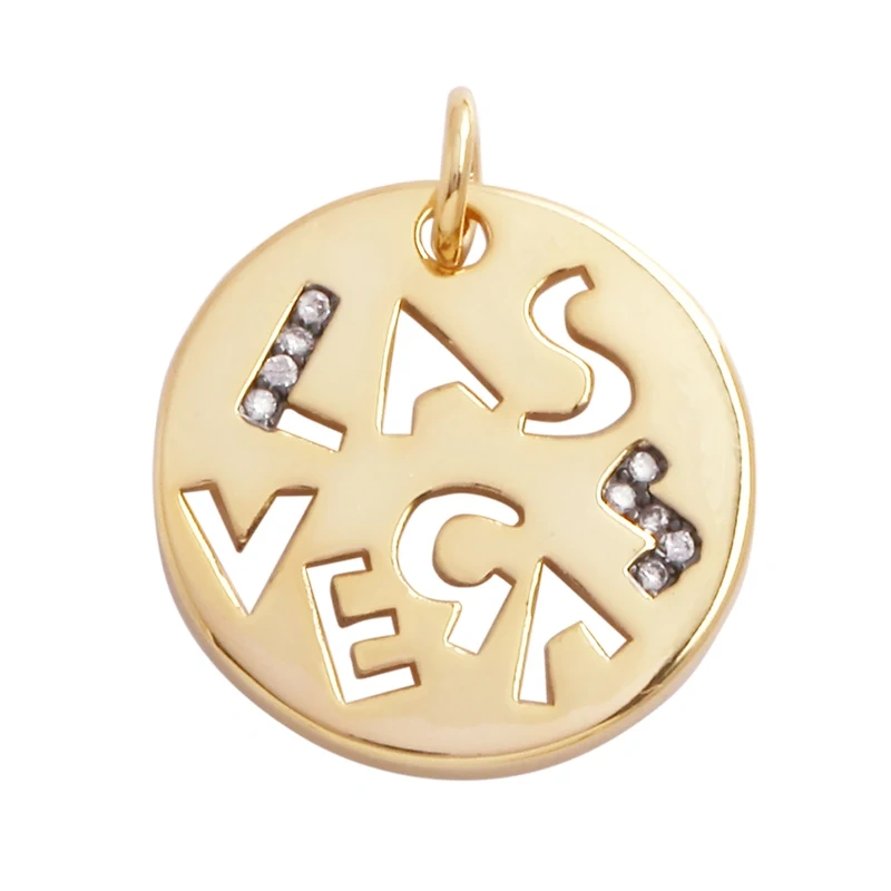 Round Coin Colourful Totem Letter Charm Pendant,18K Real Gold Plated Colour,Necklace Bracelet for Handmade Jewelry Supplies M72