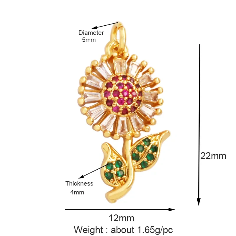 Fashion Romantic Sweet Colorful Rose Sun Lotus Flower Tree Charm Pendant,Enamel Coin Rainbow Girl Gift Party Jewelry Supply L56