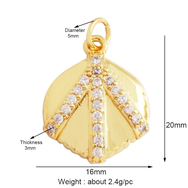 Fish Monta Ray Marine Organism Sea Conch Shell Nautil Coral Branch Charm Pendant,Gold Plated Zircon Jewelry Finding Supplies P02