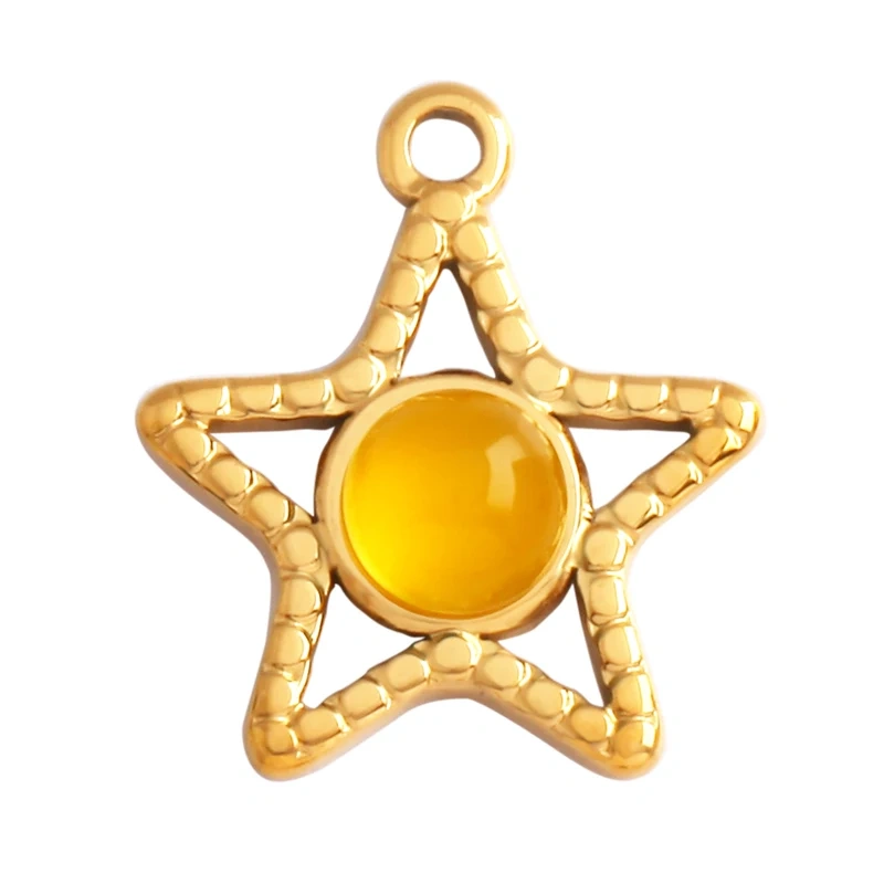 316 Stainless Steel Vaccum Plating Star Sun Gem Stone Geometry Charm Pendant,Bracelet Necklace Components Accessice Supplies L72