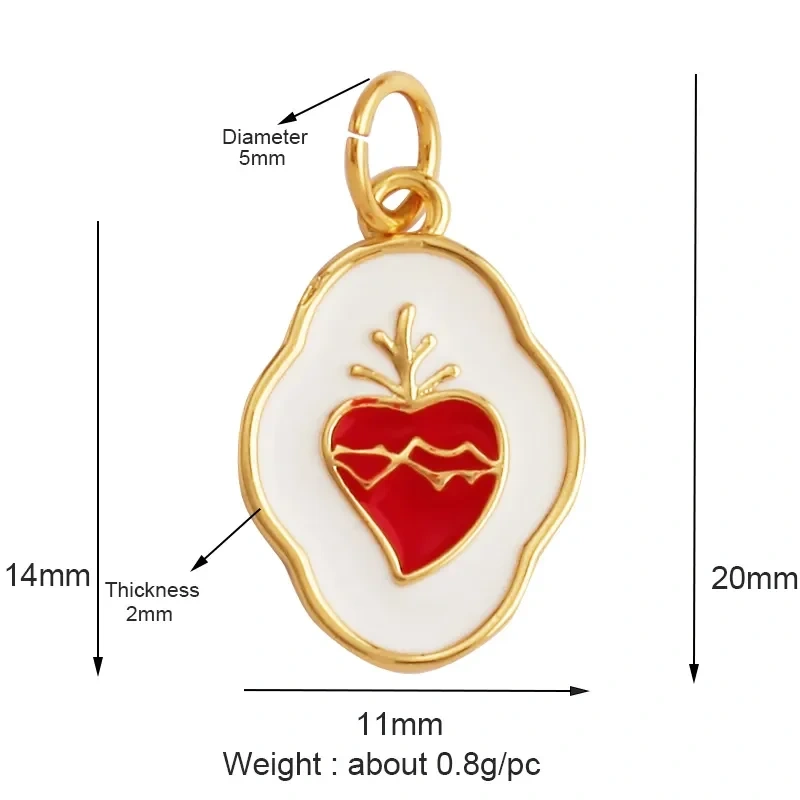 New in Sacred Red Heart Charm Victorian Love Zircon Charm Pendant,Fashion Wing 18K Gold Plated for Jewelry Making Supplies P04
