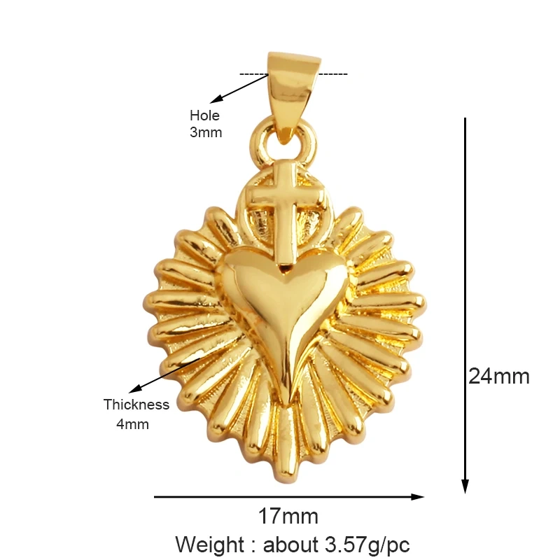 New in Sacred Red Heart Charm Victorian Love Zircon Charm Pendant,Fashion Wing 18K Gold Plated for Jewelry Making Supplies P04