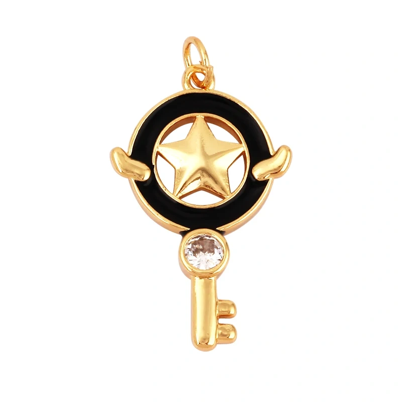 Colourful Oil Dropped Enamel Star Flower Heart Key Charm Pendant,Necklace Bracelet Pendant Jewelry Making Handy Craft Supply M65