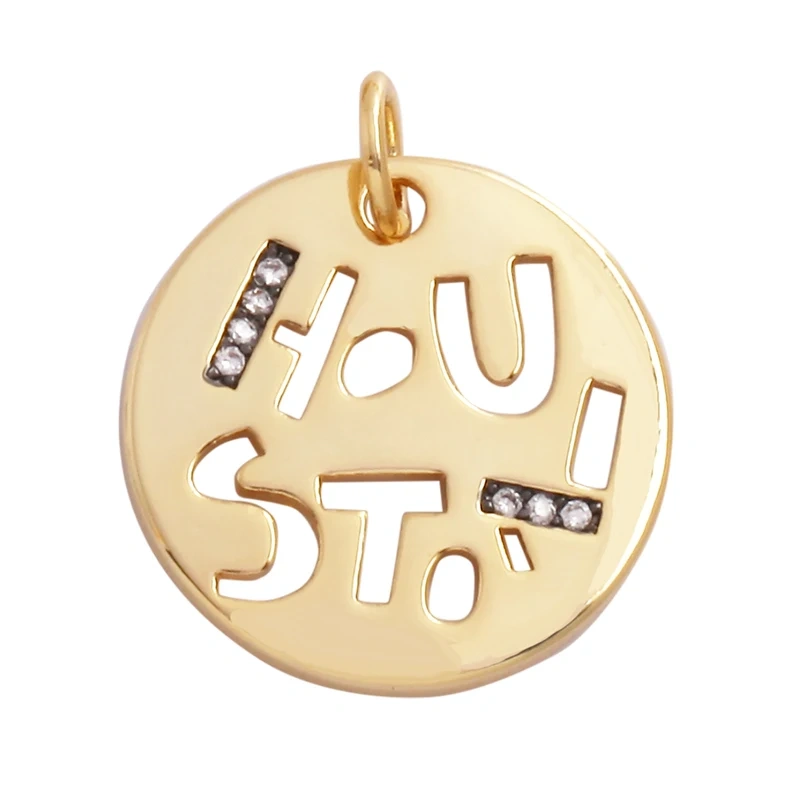 Round Coin Colourful Totem Letter Charm Pendant, Honkong Lasvegas New York Hongkong Tourism 18K Real Gold Plated Colour,Necklace Bracelet for Handmade Jewelry Supplies M72