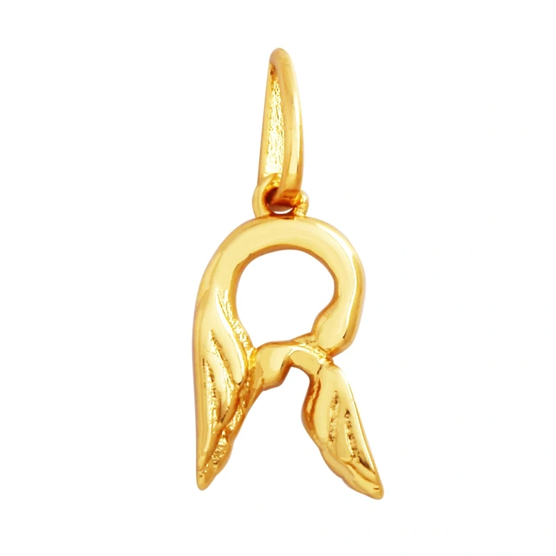 Creativity Elegance Feather Swan Gold Plated Initial Name A-Z Letter Charm Pendant Necklace,Fashion Jewelry Findings Supply M45