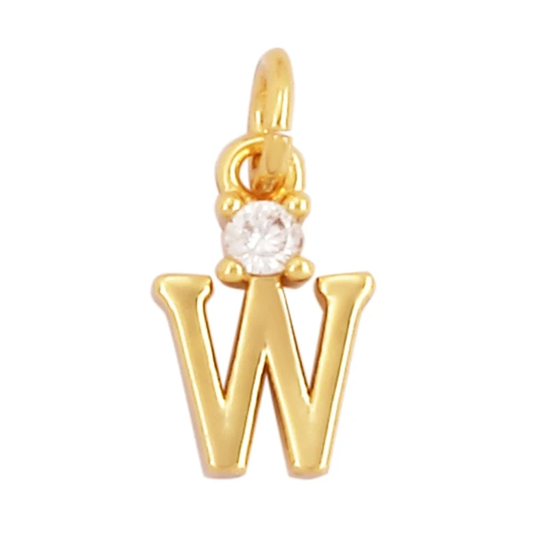 Mini Simple Zircon 18K Gold Plated Initial Name A-Z Letter Charm Pendant Necklace,Fashion Jewelry Findings Supplies L09