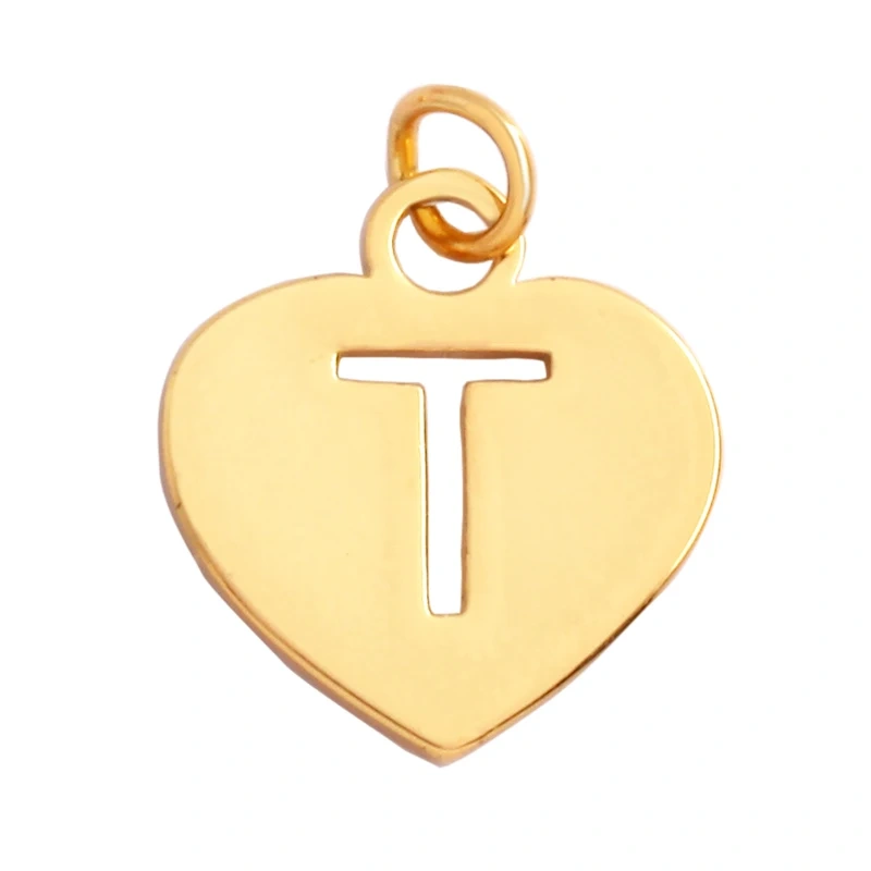 Simpleness Love Heart 18K Gold Plated Brass Initial Name A-Z Letter Charm Pendant Necklace,Fashion Jewelry Findings Supplies M70