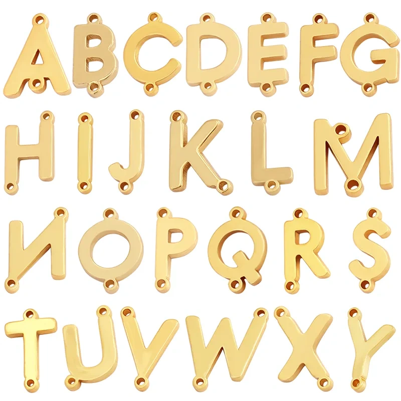 Trendy Initial Letter Alphabet Name Connector,18K Gold Bracelet Necklace Charm Jewelry Findings Components Clasps Supplies M45