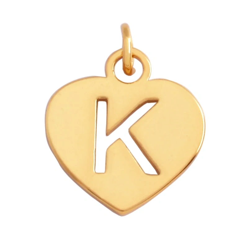 Simpleness Love Heart 18K Gold Plated Brass Initial Name A-Z Letter Charm Pendant Necklace,Fashion Jewelry Findings Supplies M70