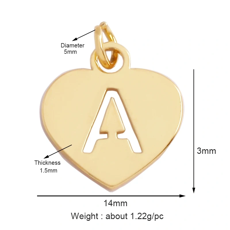 Simpleness Love Heart 18K Gold Plated Brass Initial Name A-Z Letter Charm Pendant Necklace,Fashion Jewelry Findings Supplies M70