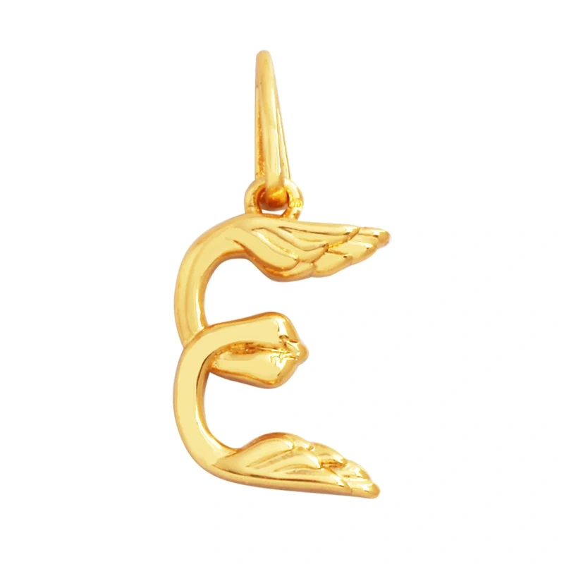 Creativity Elegance Feather Swan Gold Plated Initial Name A-Z Letter Charm Pendant Necklace,Fashion Jewelry Findings Supply M45
