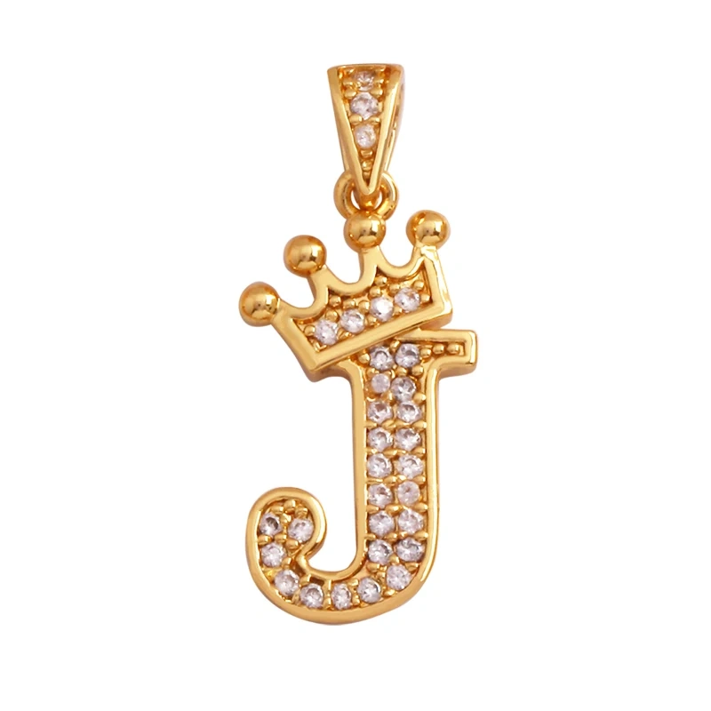 Fashion Exquisite 18K Gold Plated Full Zircon Crown Initial Name A-Z Letter Charm Pendant Necklace,Jewelry Findings Supplies M70
