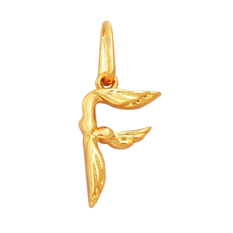 Creativity Elegance Feather Swan Gold Plated Initial Name A-Z Letter Charm Pendant Necklace,Fashion Jewelry Findings Supply M45