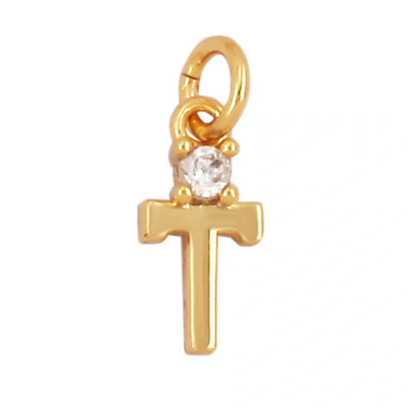 Mini Simple Zircon 18K Gold Plated Initial Name A-Z Letter Charm Pendant Necklace,Fashion Jewelry Findings Supplies L09