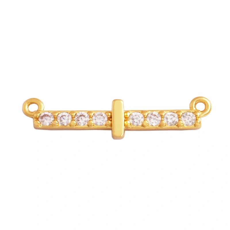 Twin Two Hole Style Zirconia 18K Gold Plated Initial Name A-Z Letter Charm Pendant Necklace, Jewelry Findings Accessories M45