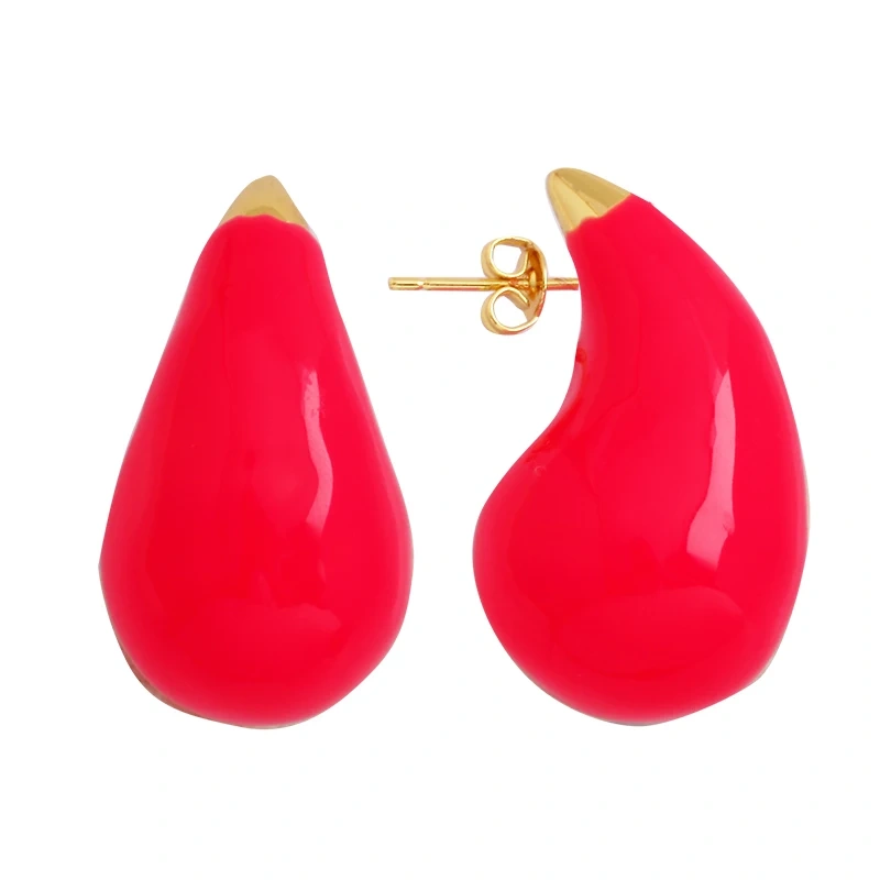 Fashion Elegant Luxury Flashing Bolt Big Hoop Earring,Bohemian Style Geometry 18K Gold Plated Colorful Enamel Jewelry Supply P05