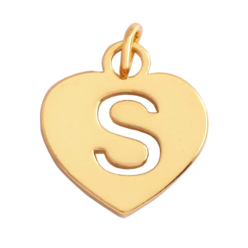 Simpleness Love Heart 18K Gold Plated Brass Initial Name A-Z Letter Charm Pendant Necklace,Fashion Jewelry Findings Supplies M70