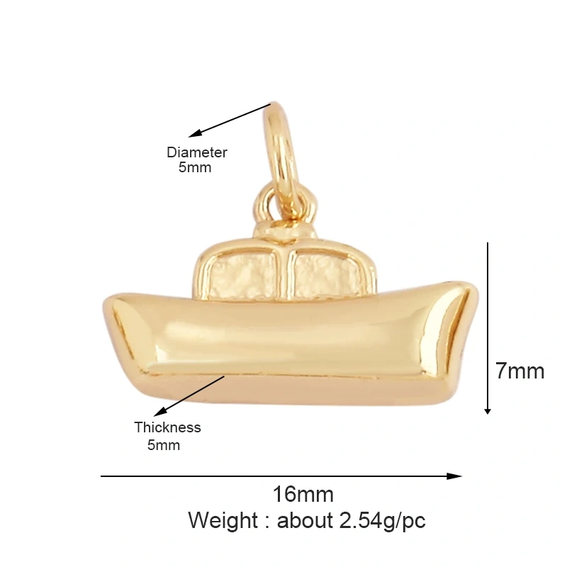 Trendy Ocean Sea River Boat Anchor Boat Rudder Charm Pendant,18K Gold Plated Zircon Jewelry Findings Accessories Supplies P02