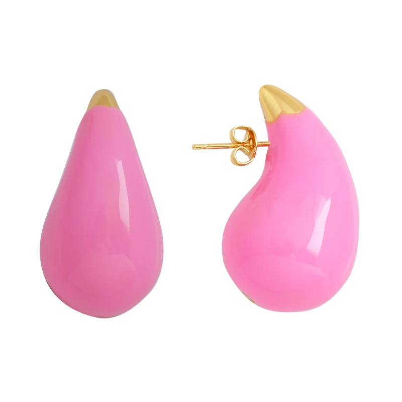 Fashion Elegant Luxury Flashing Bolt Big Hoop Earring,Bohemian Style Geometry 18K Gold Plated Colorful Enamel Jewelry Supply P05