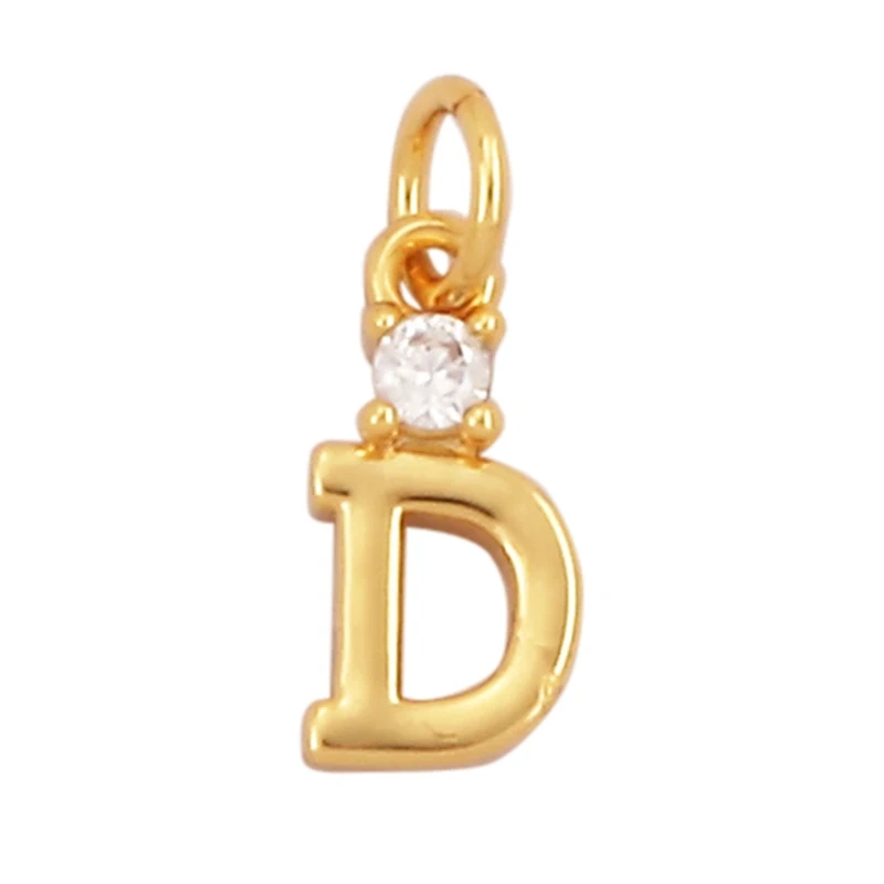 Mini Simple Zircon 18K Gold Plated Initial Name A-Z Letter Charm Pendant Necklace,Fashion Jewelry Findings Supplies L09