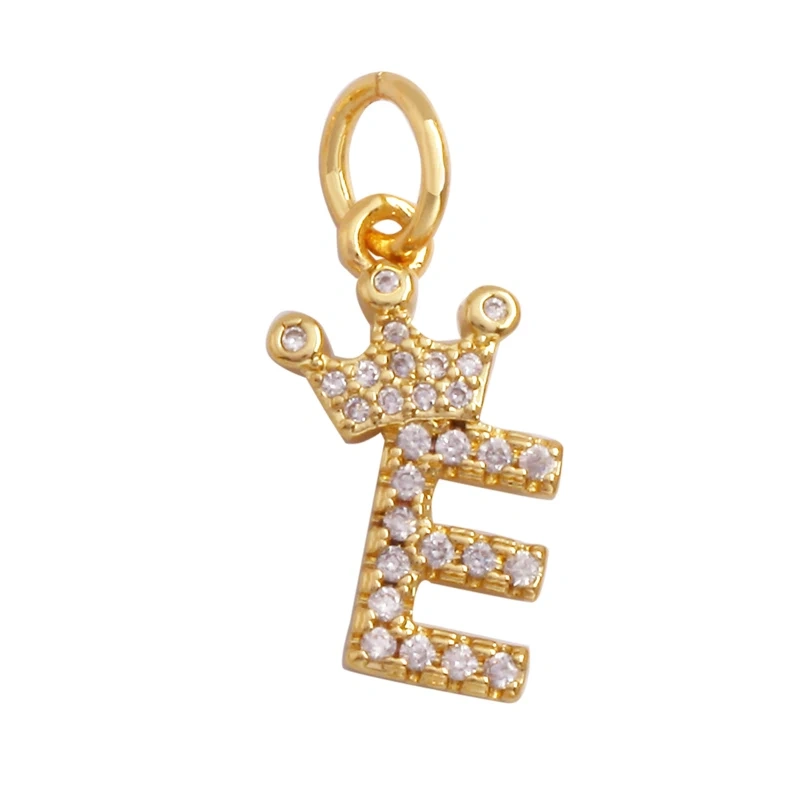 Cute 18K Gold Plated Full Zircon Crown Initial Name A-Z Letter Charm Pendant Necklace,Fashion Jewelry Findings Supplies M70
