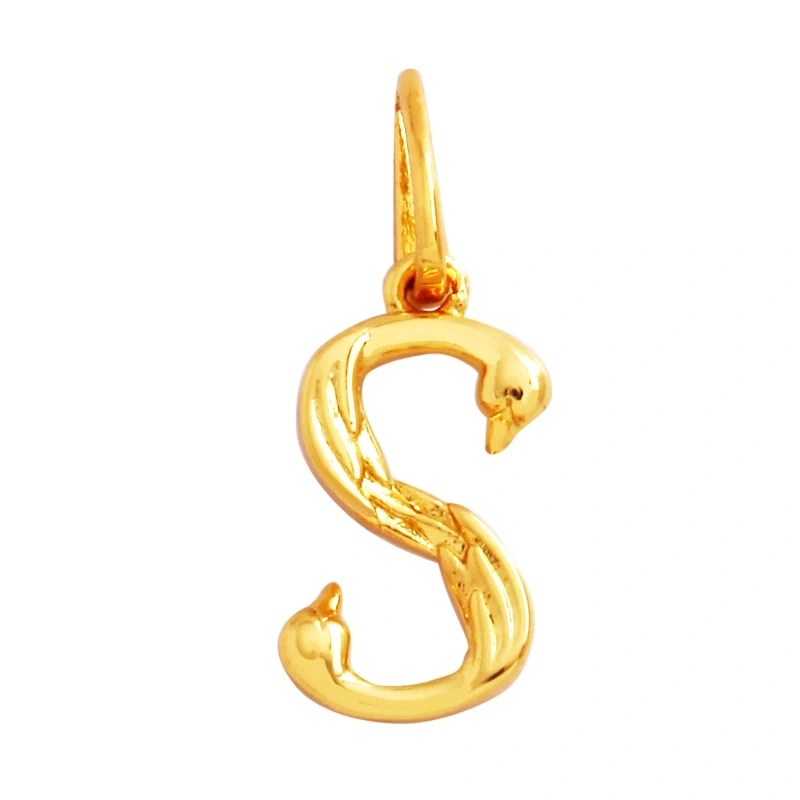 Creativity Elegance Feather Swan Gold Plated Initial Name A-Z Letter Charm Pendant Necklace,Fashion Jewelry Findings Supply M45