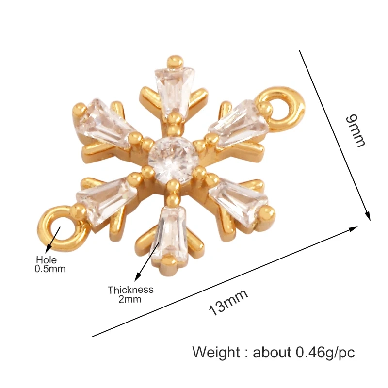 Trendy Butterfly Elephant Star Snowflake Connector,18K Gold Plated Zircon Charm Jewelry Findings Bracelet Necklace Supplies P18