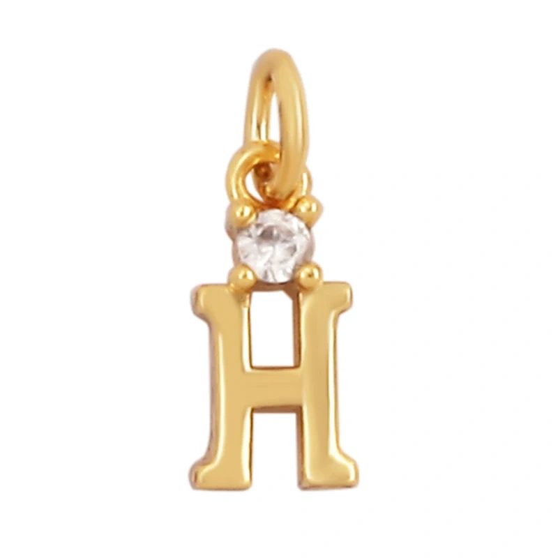 Mini Simple Zircon 18K Gold Plated Initial Name A-Z Letter Charm Pendant Necklace,Fashion Jewelry Findings Supplies L09