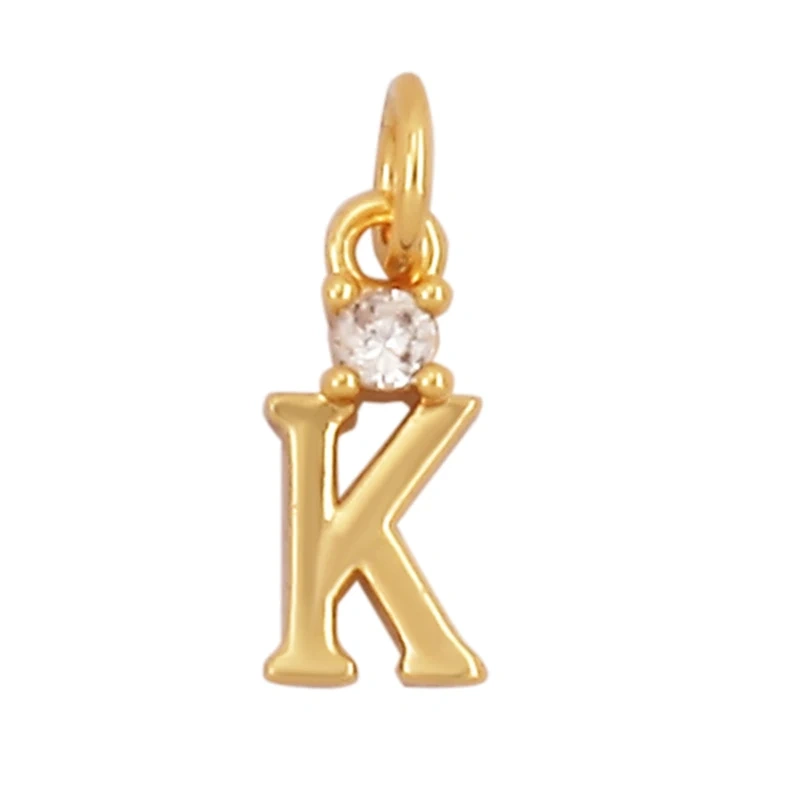 Mini Simple Zircon 18K Gold Plated Initial Name A-Z Letter Charm Pendant Necklace,Fashion Jewelry Findings Supplies L09
