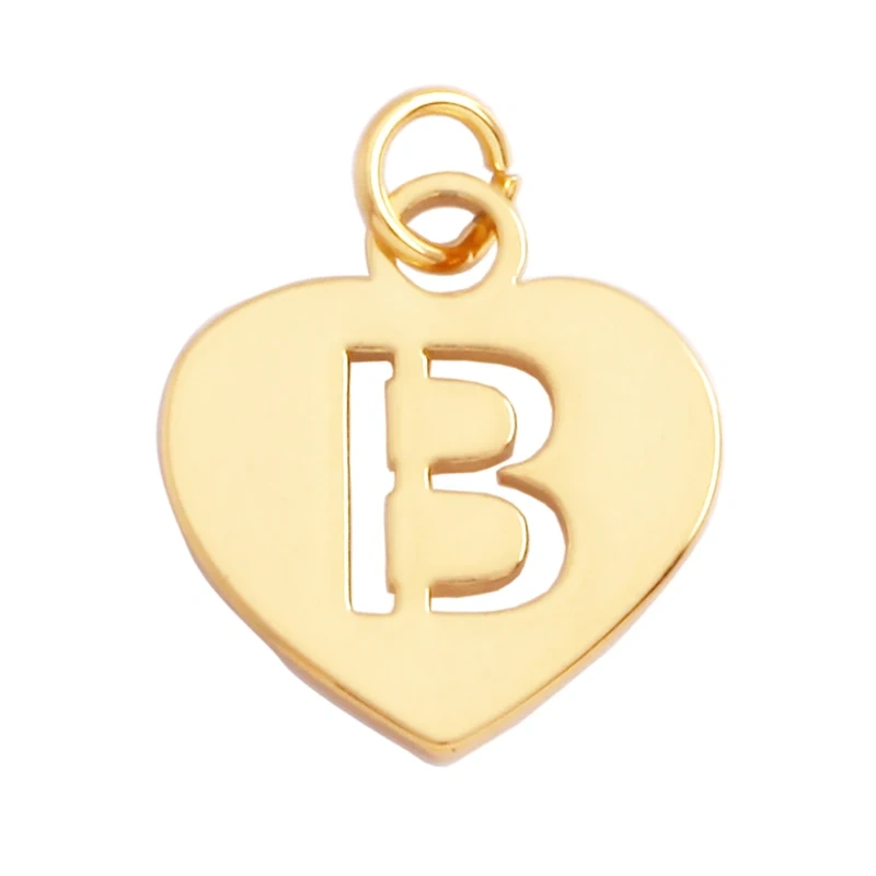 Simpleness Love Heart 18K Gold Plated Brass Initial Name A-Z Letter Charm Pendant Necklace,Fashion Jewelry Findings Supplies M70