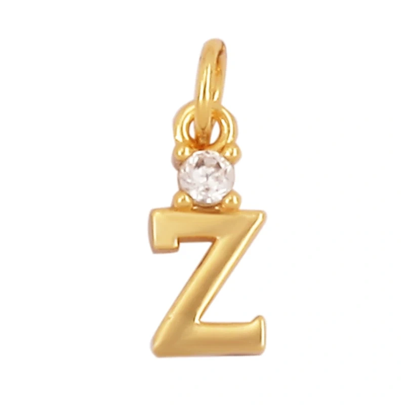 Mini Simple Zircon 18K Gold Plated Initial Name A-Z Letter Charm Pendant Necklace,Fashion Jewelry Findings Supplies L09