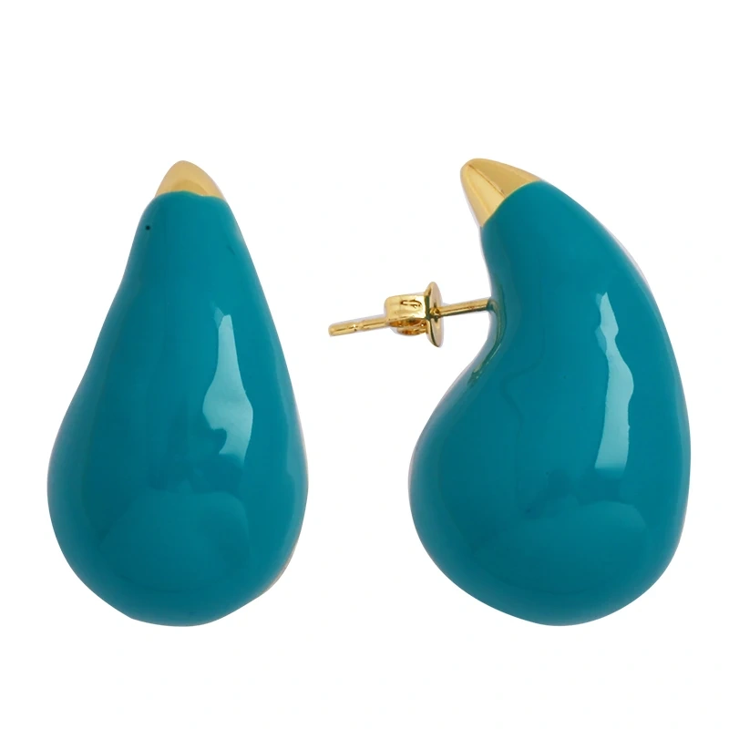 Fashion Elegant Luxury Flashing Bolt Big Hoop Earring,Bohemian Style Geometry 18K Gold Plated Colorful Enamel Jewelry Supply P05