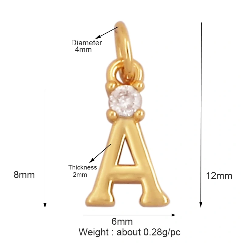 Mini Simple Zircon 18K Gold Plated Initial Name A-Z Letter Charm Pendant Necklace,Fashion Jewelry Findings Supplies L09