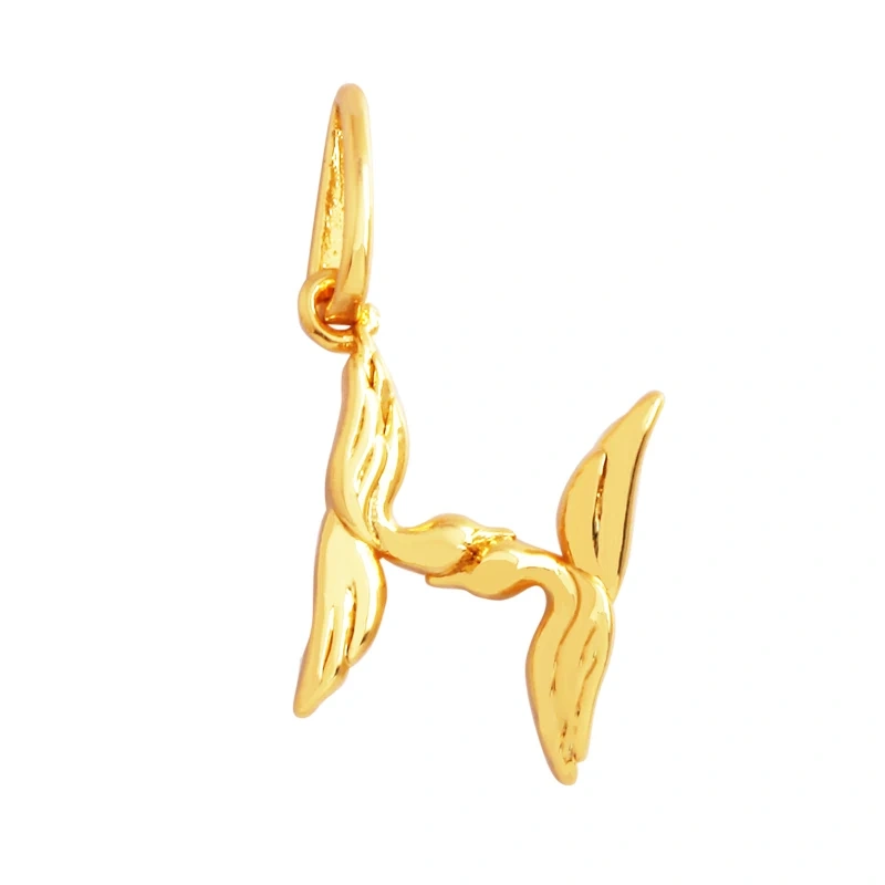 Creativity Elegance Feather Swan Gold Plated Initial Name A-Z Letter Charm Pendant Necklace,Fashion Jewelry Findings Supply M45