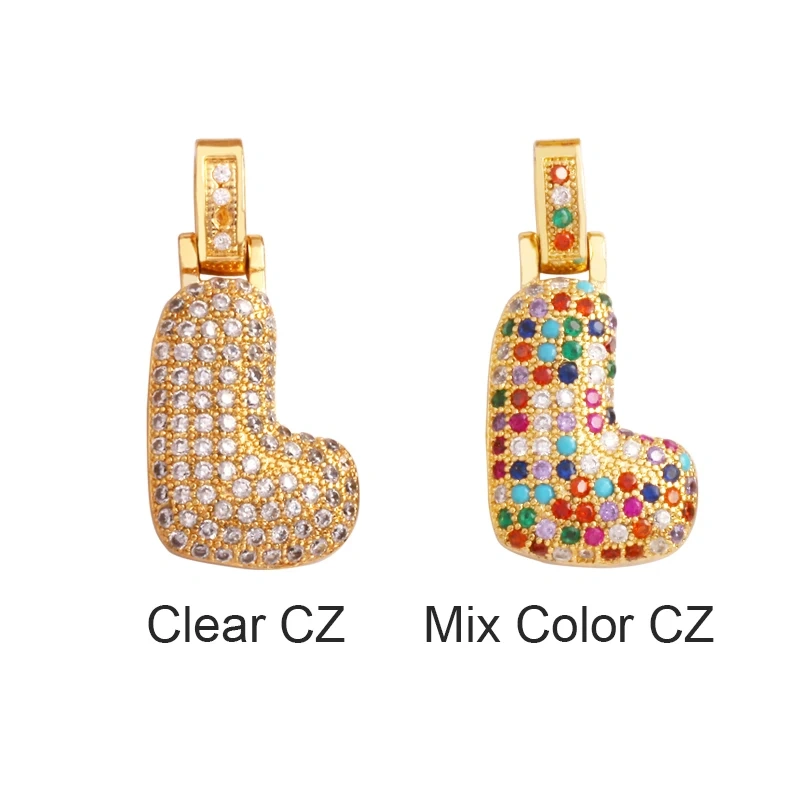 Colorful 18K Gold Plated Full Zircon Initial Name Letter Charm Pendant,Fashion Necklace Jewelry Findings Accessories Supply M71